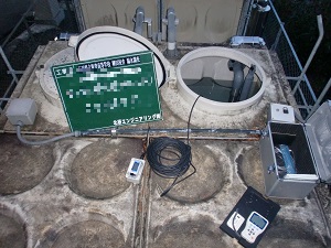受水槽の水位自動レベル計測定